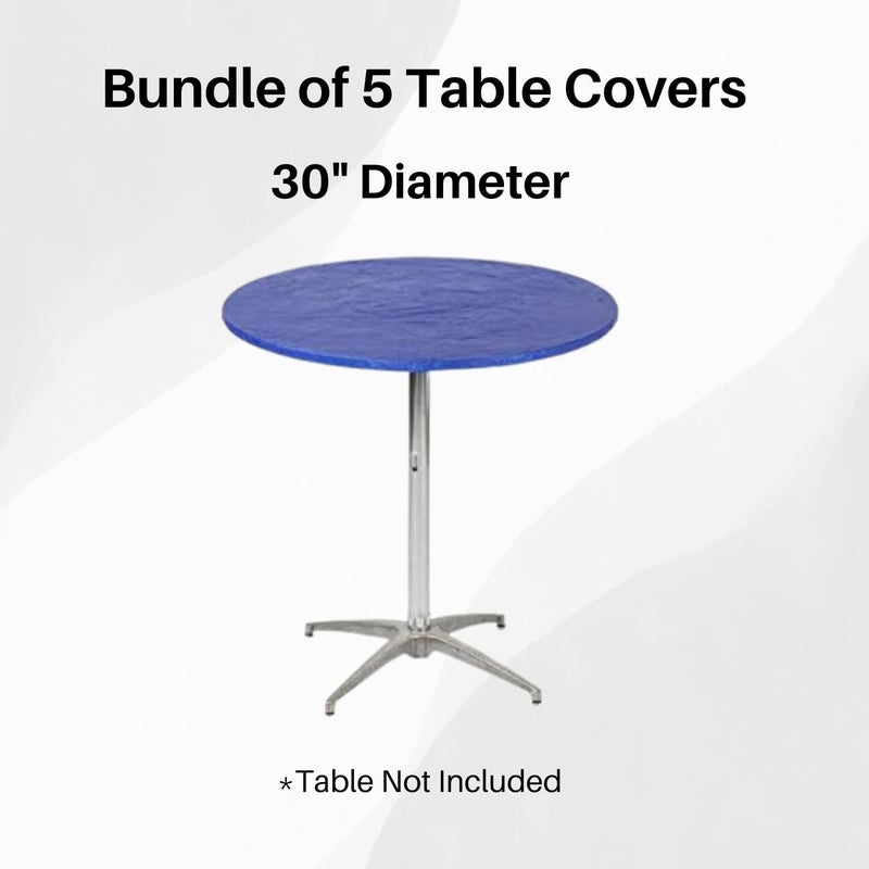 Kwik-Covers 30" Round Fitted Plastic Table Covers, Bundle of 5 (Royal Blue) - Image 2